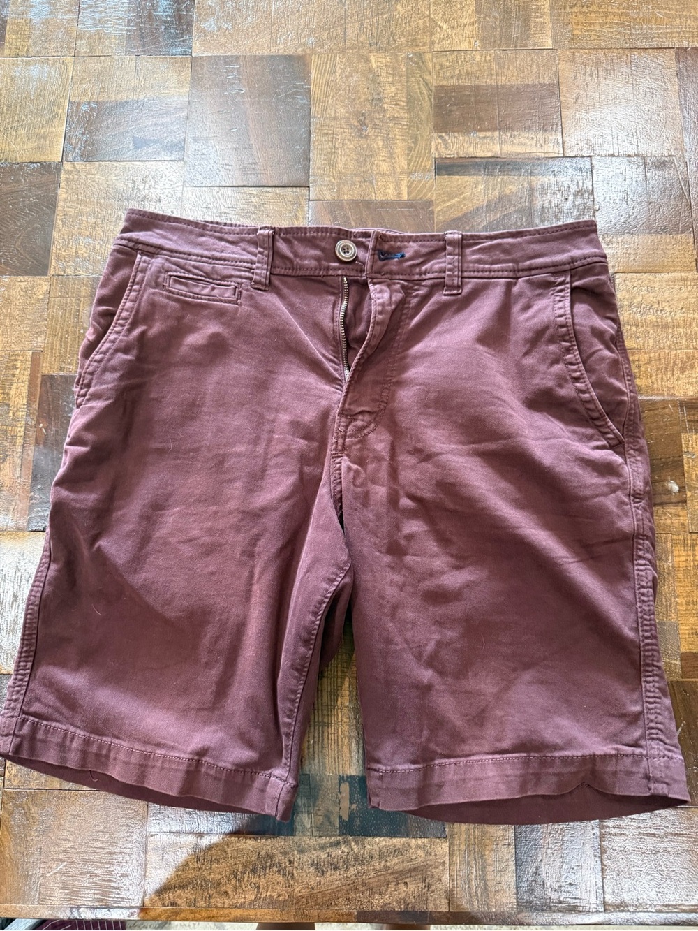 American Eagle Outfitters Men's Maroon Flat-Front Shorts